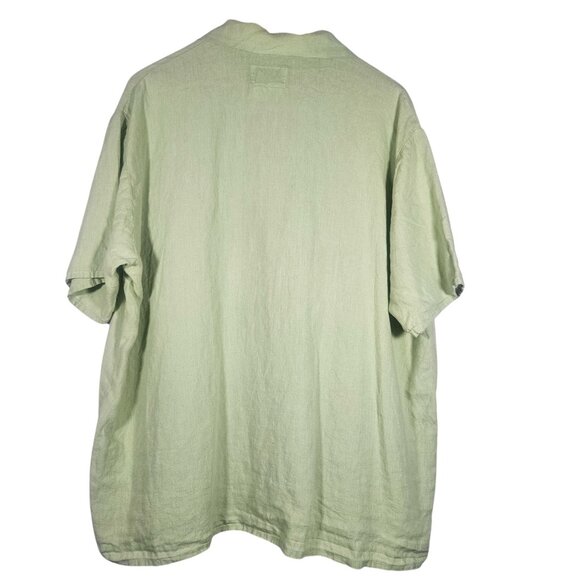 FLAX Women 100% Linen M Button Down Chartreuse Boxy Fit Top Lagenlook Layering - Picture 3 of 11